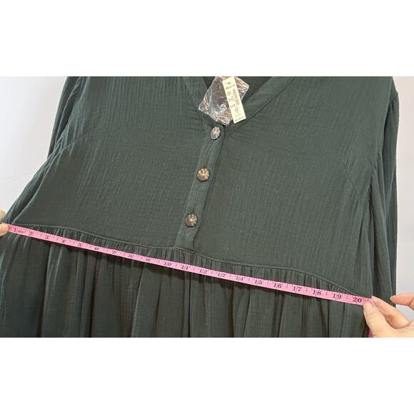 Madewell Lightspun Button Front Midi Dress Green Women’s 14 NWT Lagenlook Gauze - Picture 10 of 13